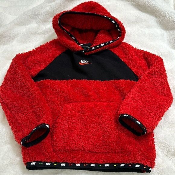 NIKE MICRO SWOOSH SHERPA FLEECE PULLOVER HOODIE. - Picture 1 of 5